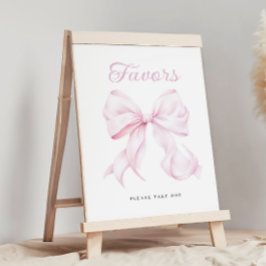 Undertecknet rosa Bow Baby Shower favoriter Bord Poster