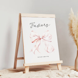 Undertecknet rosa Bow Baby Shower favoriter Bord Poster