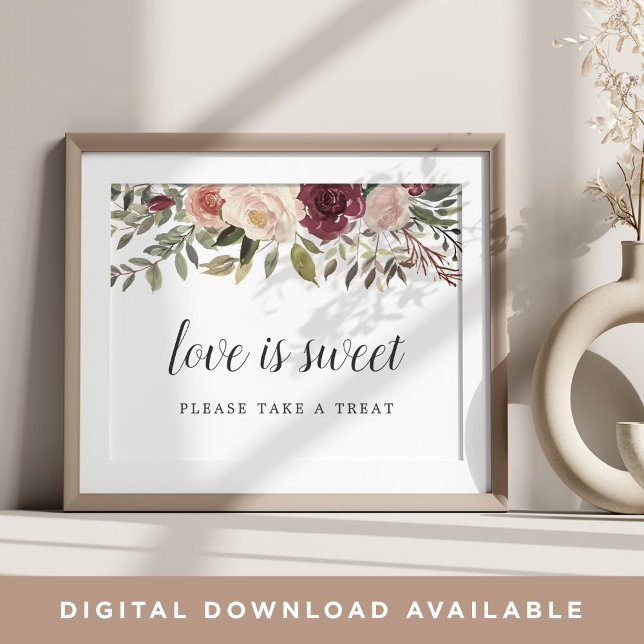 Undertecknet Rustic Bloom Bröllop Dessert Pub Poster (Skapare uppladdad)