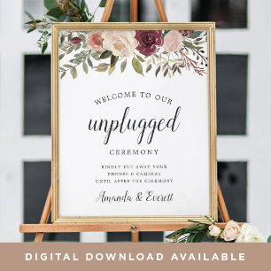 Undertecknet Rustic Bloom Unplugged Ceremony Bröll Poster
