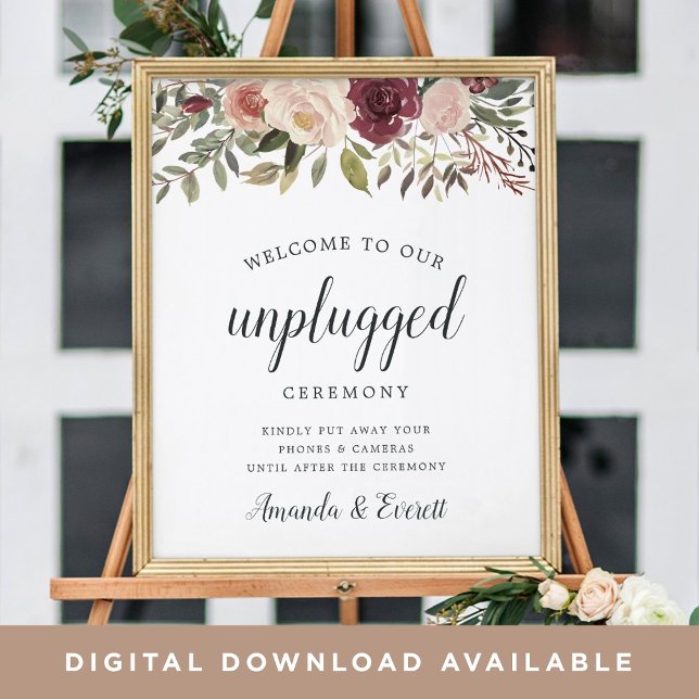 Undertecknet Rustic Bloom Unplugged Ceremony Bröll Poster (Skapare uppladdad)
