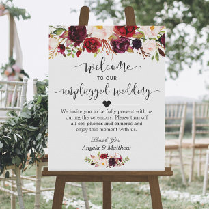 Undertecknet Rustic Burgundy Blommigt ej ansluten Poster
