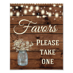 Undertecknet Rustic Land Favors Bröllop Fototryck