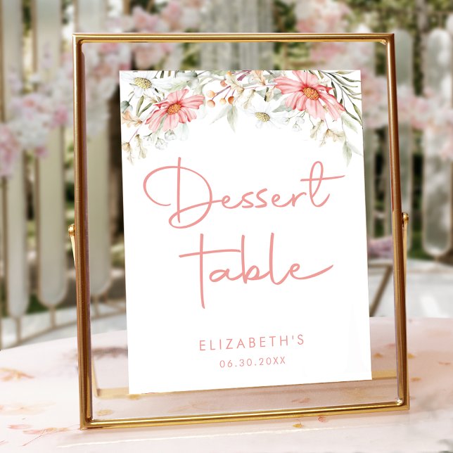 Undertecknet Rustic Peach Wildblommor Dessert Bord Poster (Skapare uppladdad)