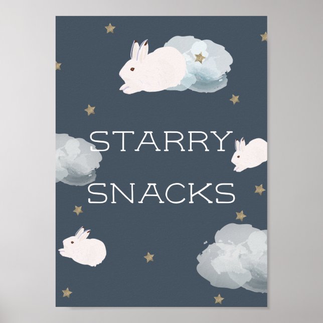 Undertecknet Startar Snacks (ung Bunny Baby Shower Poster (Framsidan)