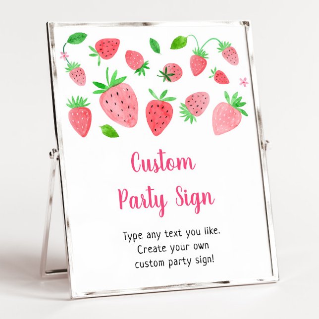 Undertecknet Strawberry Berry Sweet Editable Party Poster (Skapare uppladdad)