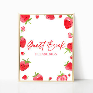 Undertecknet Strawberry Berry Sweet Guest Bok Poster