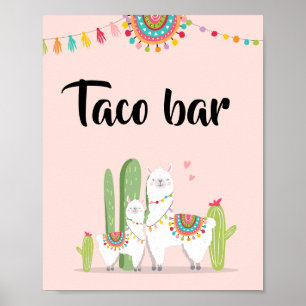 Undertecknet Taco Pub Snack Fiesta Llama Baby Show Poster