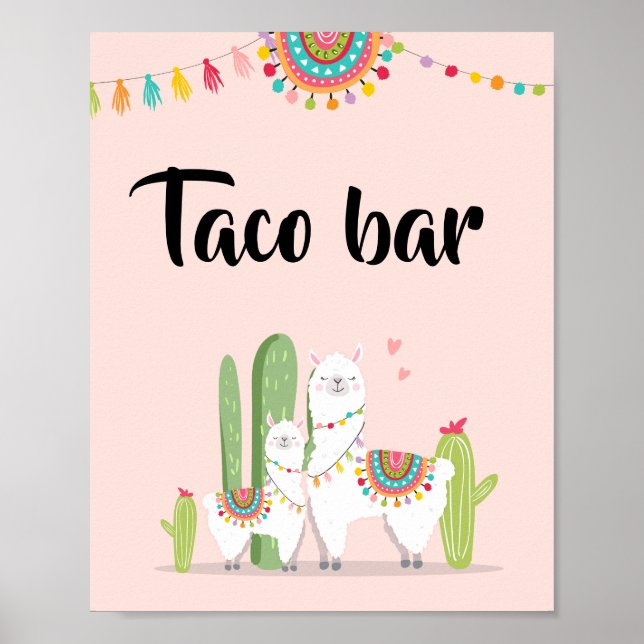 Undertecknet Taco Pub Snack Fiesta Llama Baby Show Poster (Framsidan)