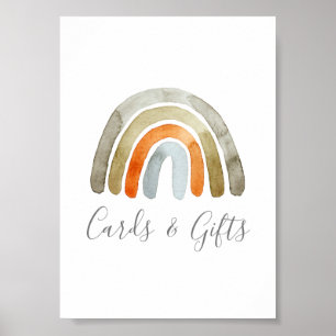 Undertecknet Watercolor Boho Rainbow Baby Shower P Poster