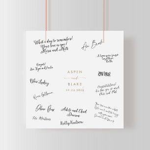 Underteckning av den moderna Bröllop-gästen i Guld Poster
