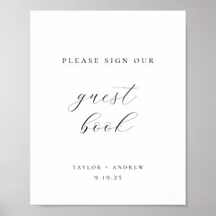 Underteckning av elegant minimalistgäst Bok Poster