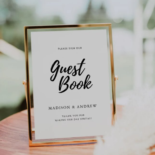 Underteckningsmall för det moderna Bröllop Guest B Inbjudningar (Modern Wedding Guest Book Sign Template)