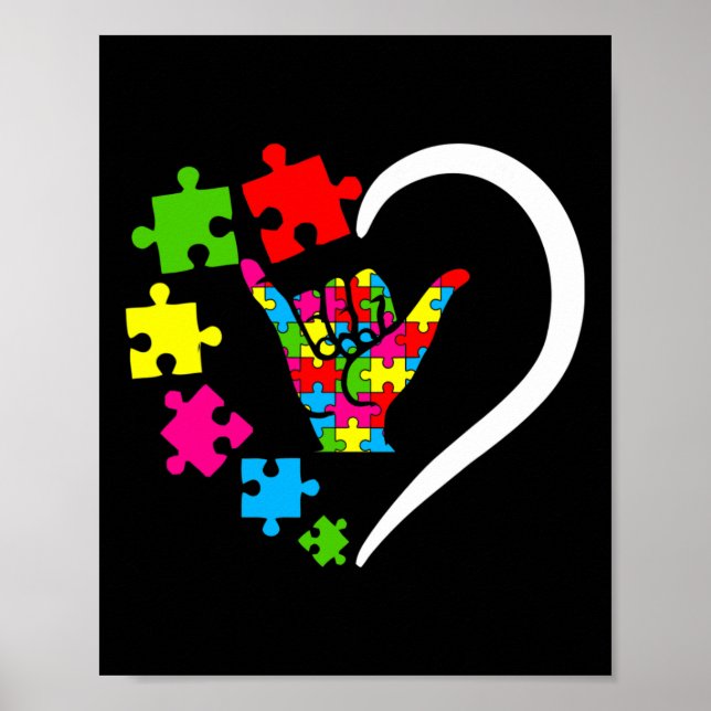 Underteckningsspråk ASL Kärlek Autism Awareness Da Poster (Framsidan)