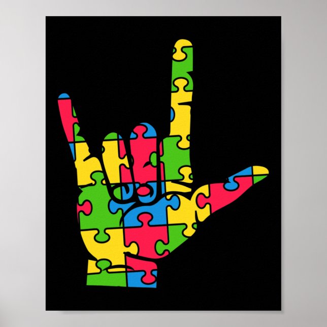 Underteckningsspråk för Autism Kärlek Poster (Framsidan)