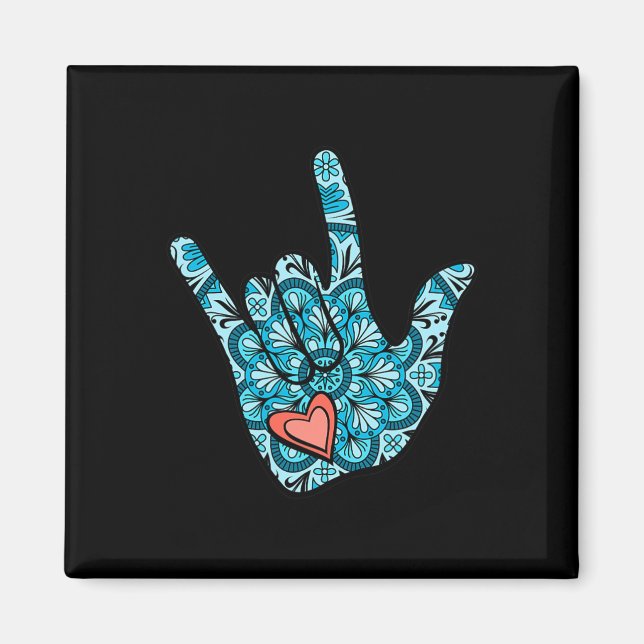 Underteckningsspråk I Kärlek Dövet Gesture Heart A Magnet (Framsidan)