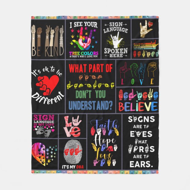 Underteckningsspråk kärlek bg ASL Mamma Kärlek Fleecefilt (Framsidan)