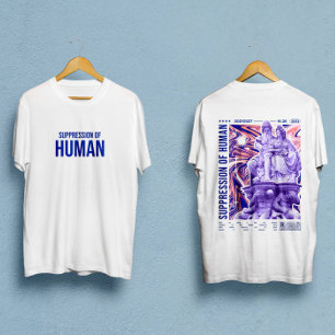 Undertryckning av mänskliga fram- och bakåtstramni t shirt