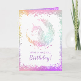 Undervacker Glitter Magic Unicorn Birthday Kort