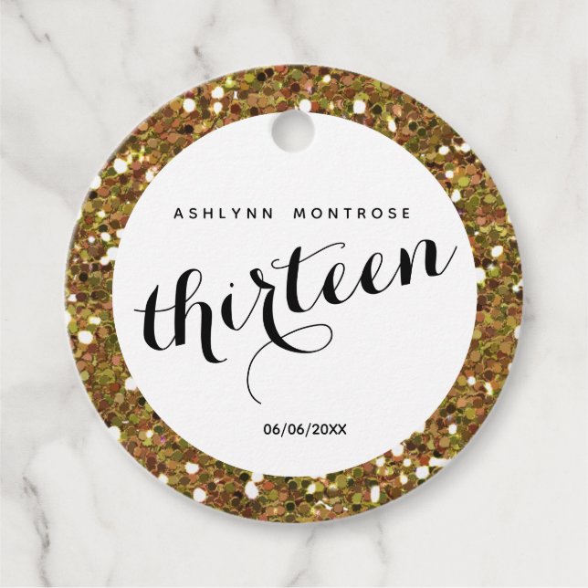Undervacker Guld Glitter Trettondagarsdag Gåvor Etiketter (Framsida)