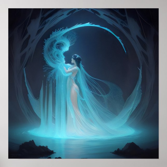 Undervärlden för Naiad AI Fantasy Digital Art Prin Poster (Framsidan)