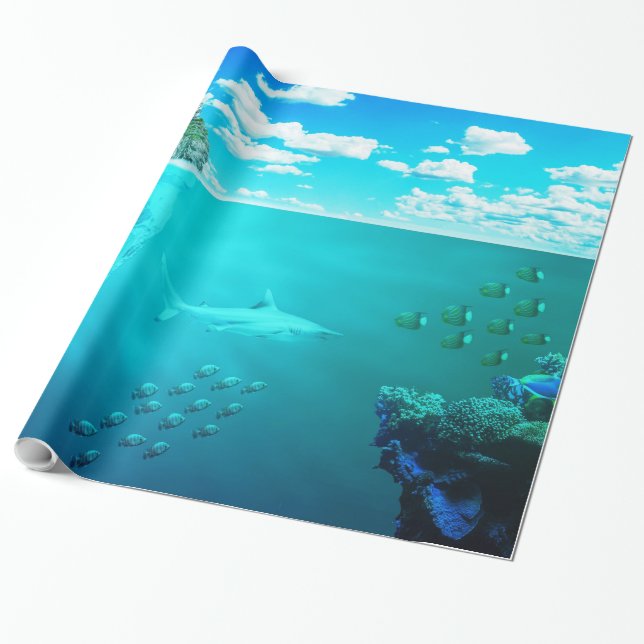 Undervatten 23 Omslagning Papper Presentpapper (Utrullad)