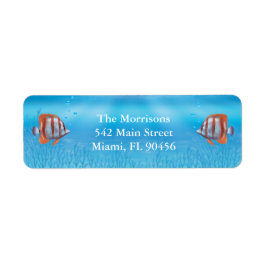 Undervatten 2 mindre fisk i havets Returadress Etikett