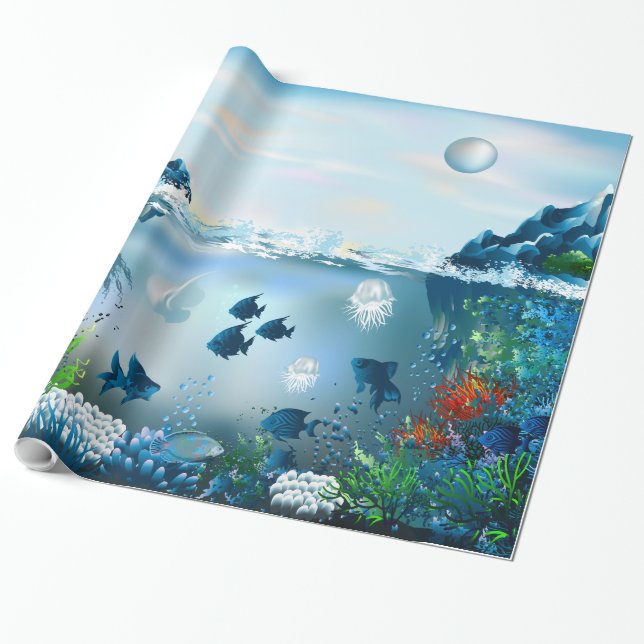 Undervatten 5A Omslagning Papper Presentpapper (Utrullad)