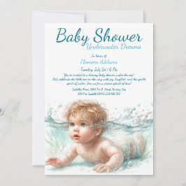 Undervatten Dreams Watercolor Baby Shower Inbjudningar