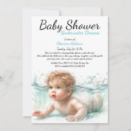 Undervatten Dreams Watercolor Baby Shower Inbjudningar