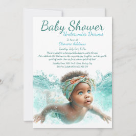 Undervatten Dreams Watercolor Baby Shower Inbjudningar