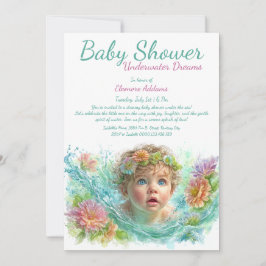 Undervatten Dreams Watercolor Baby Shower Inbjudningar