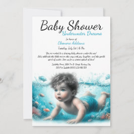 Undervatten Dreams Watercolor Baby Shower Inbjudningar