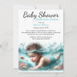 Undervatten Dreams Watercolor Baby Shower Inbjudningar