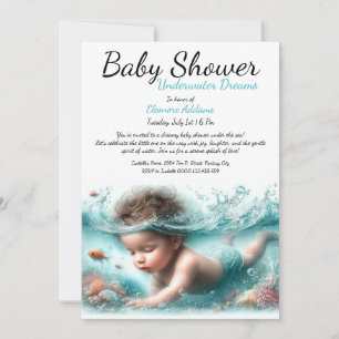 Undervatten Dreams Watercolor Baby Shower Inbjudningar