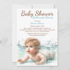 Undervatten Dreams Watercolor Baby Shower Inbjudningar