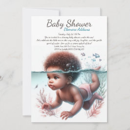 Undervatten Dreams Watercolor Baby Shower Inbjudningar