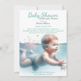 Undervatten Dreams Watercolor Baby Shower Inbjudningar