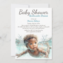 Undervatten Dreams Watercolor Baby Shower Inbjudningar