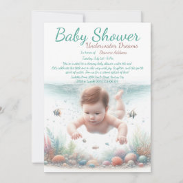 Undervatten Dreams Watercolor Baby Shower Inbjudningar