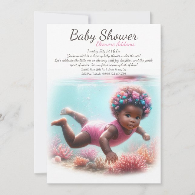 Undervatten Dreams Watercolor Baby Shower Inbjudningar (Framsida)