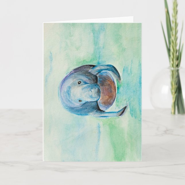 Undervatten Manatee Watercolor Kort (Framsida)