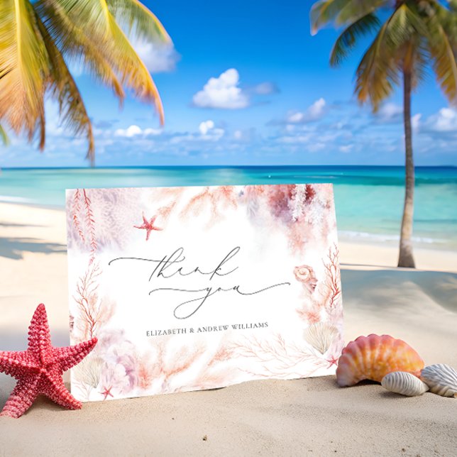 Undervatten Sjögräs | Seashell Bröllop Tack Kort (Skapare uppladdad)