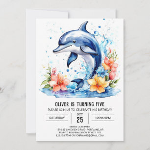 Undervattendroppsdagen Äventyr Cute Dolphin Inbjudningar