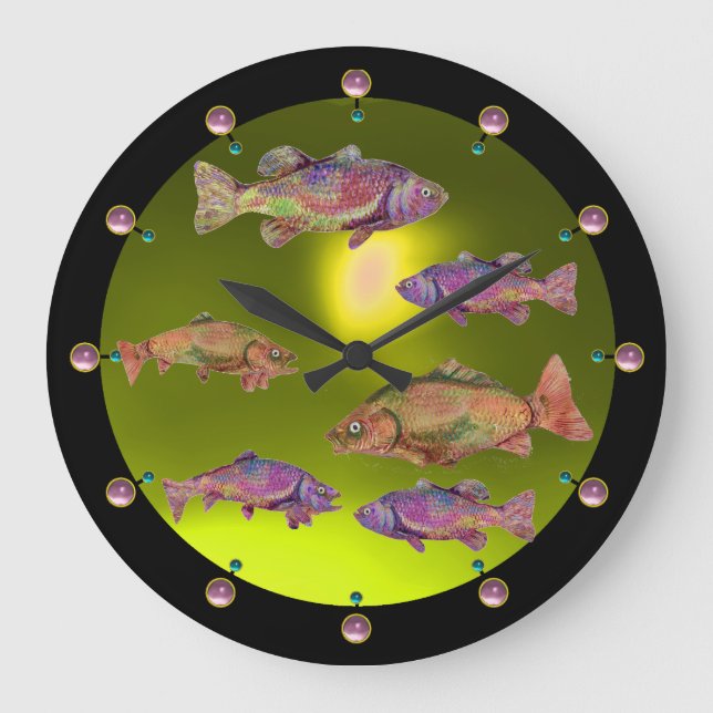 UNDERVATTENS-/FÄRGRIK REGNBÅGEFORELLgult Stor Klocka (Framsida)