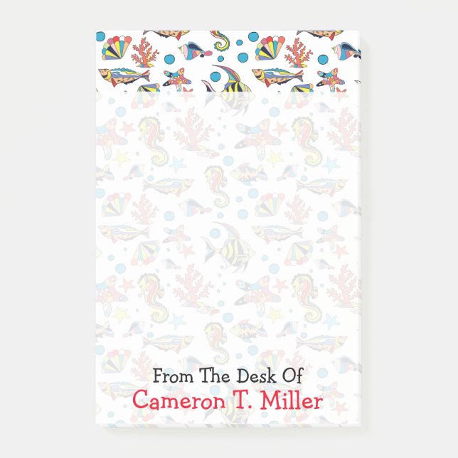 Undervattens- havslivmönster | tillfogar ditt namn post-it block (Framsida)