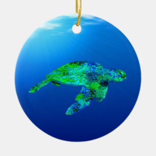 Undervattens- havssköldpadda julgransprydnad keramik