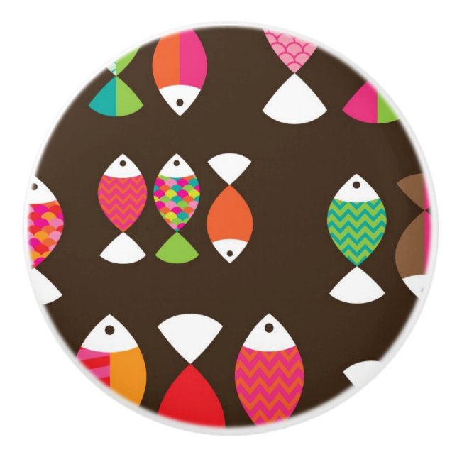 Undervattens- mönster 2 för abstrakt retro fisk knopp (Framsidan)