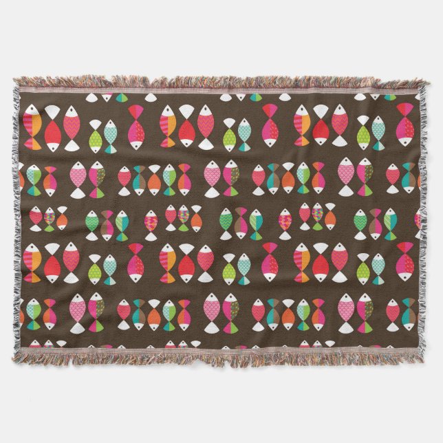 Undervattens- mönster 2 för abstrakt retro fisk mysfilt (Framsidan)