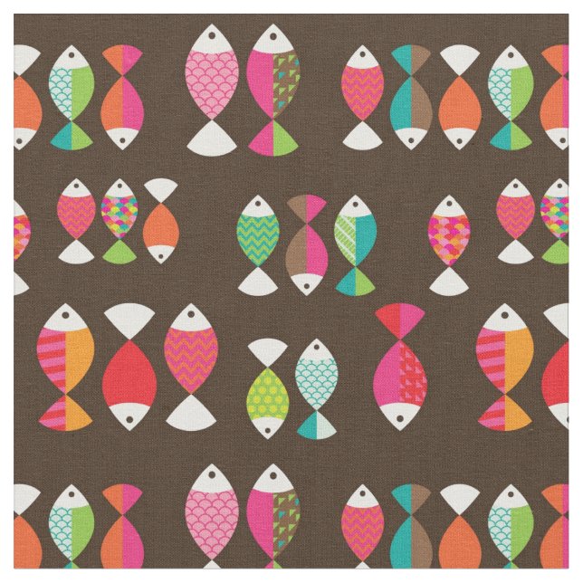 Undervattens- mönster 2 för abstrakt retro fisk tyg (Närbild)